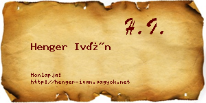 Henger Iván névjegykártya